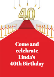 red carpet 40th party invitations