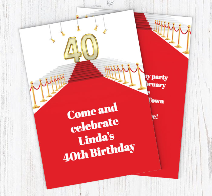 red carpet 40th party invitations