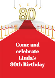 red carpet 80th party invitations