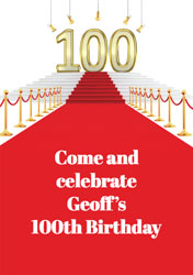 red carpet 100th party invitations