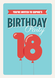 18th balloons party invitations