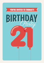 21st balloons party invitations