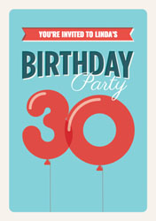 30th balloons party invitations