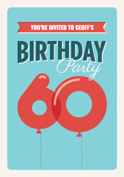 60th balloons party invitations