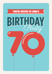 70th balloons party invitations