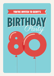 80th balloons party invitations