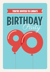 90th balloons party invitations