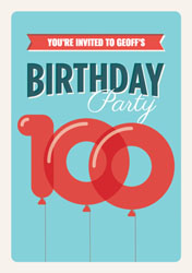 100th balloons party invitations