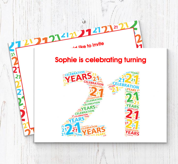 21st word cloud party invitations