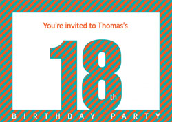 diagonal striped 18th party invitations
