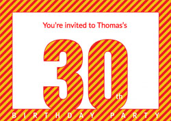 diagonal striped 30th party invitations