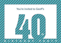 diagonal striped 40th party invitations