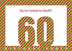 diagonal striped 60th party invitations