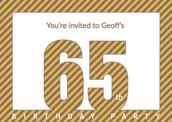 diagonal striped 65th party invitations
