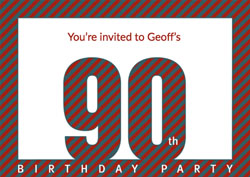 diagonal striped 90th party invitations