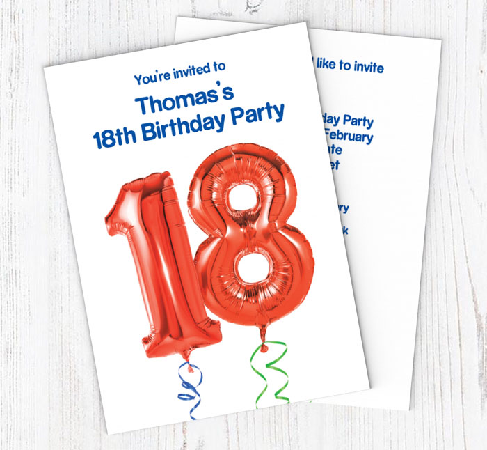 18th red balloon party invitations