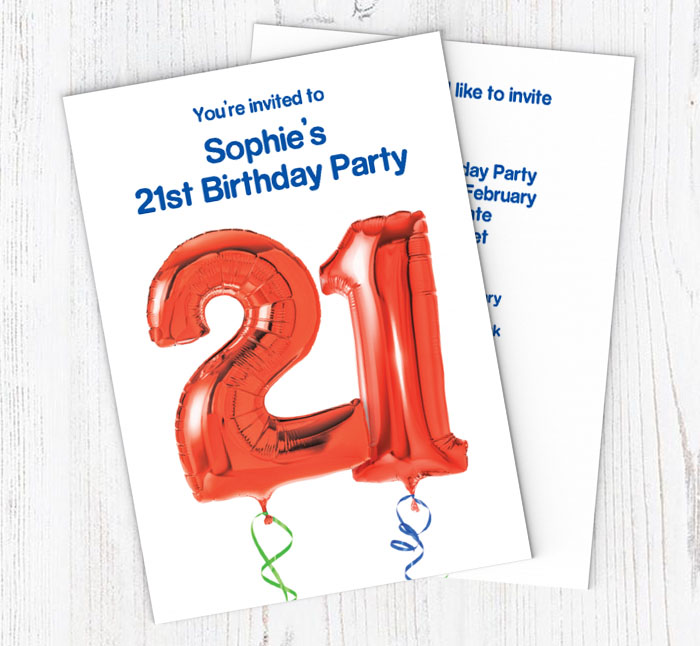 21st red balloon party invitations