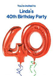 40th red balloon party invitations