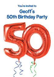 50th red balloon party invitations
