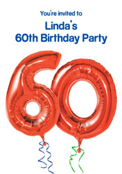 60th red balloon party invitations