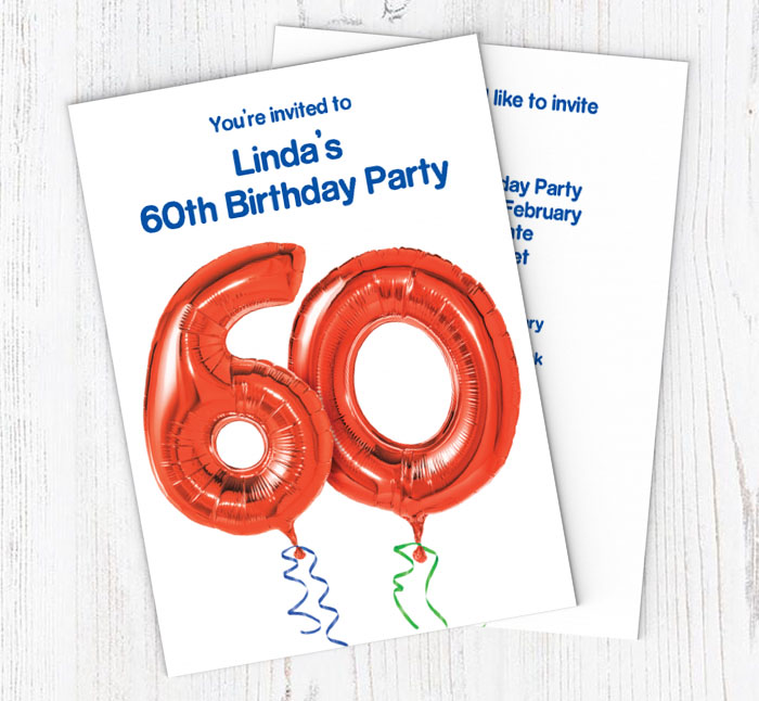 60th red balloon party invitations