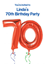70th red balloon party invitations