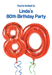 80th red balloon party invitations