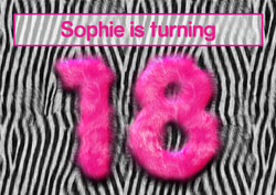 pink furry 18th party invitations