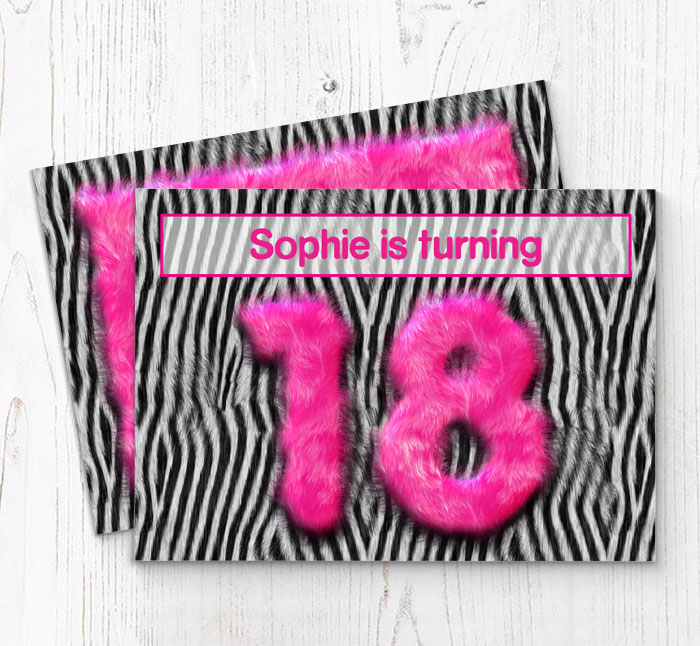 pink furry 18th party invitations