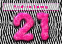 pink furry 21st party invitations