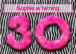 pink furry 30th party invitations