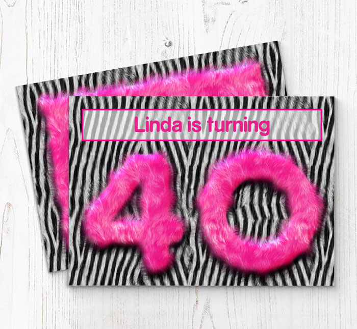 pink furry 40th party invitations