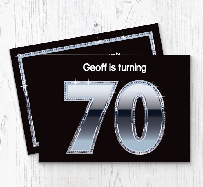 70th silver bling party invitations