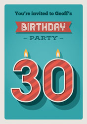 30th retro candles party invitations