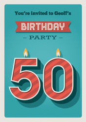 50th retro candles party invitations