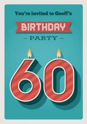 60th retro candles party invitations