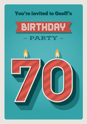 70th retro candles party invitations