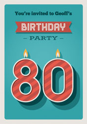 80th retro candles party invitations