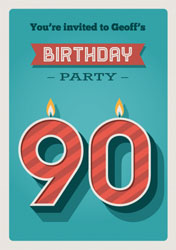 90th retro candles party invitations