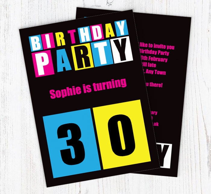 cut out 30th birthday party invitations