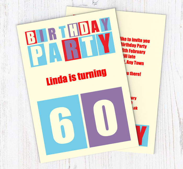 cut out 60th birthday party invitations