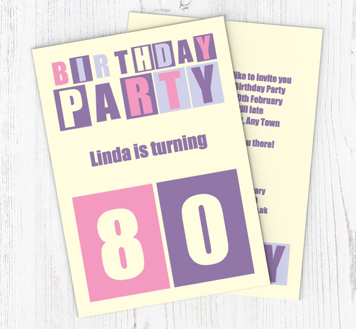 cut out 80th birthday party invitations