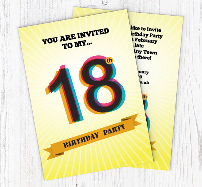 retro 18th birthday party invitations