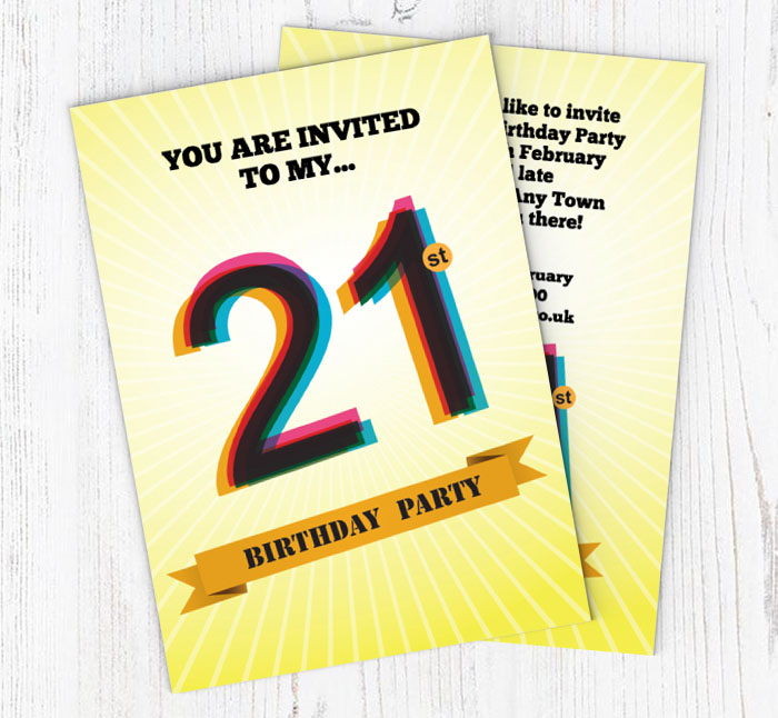retro 21st birthday party invitations