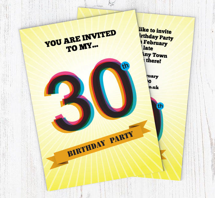retro 30th birthday party invitations