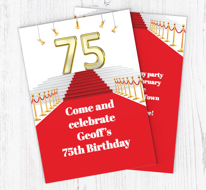 red carpet 75th party invitations