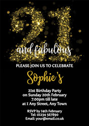 sparkly 21st birthday party invitations