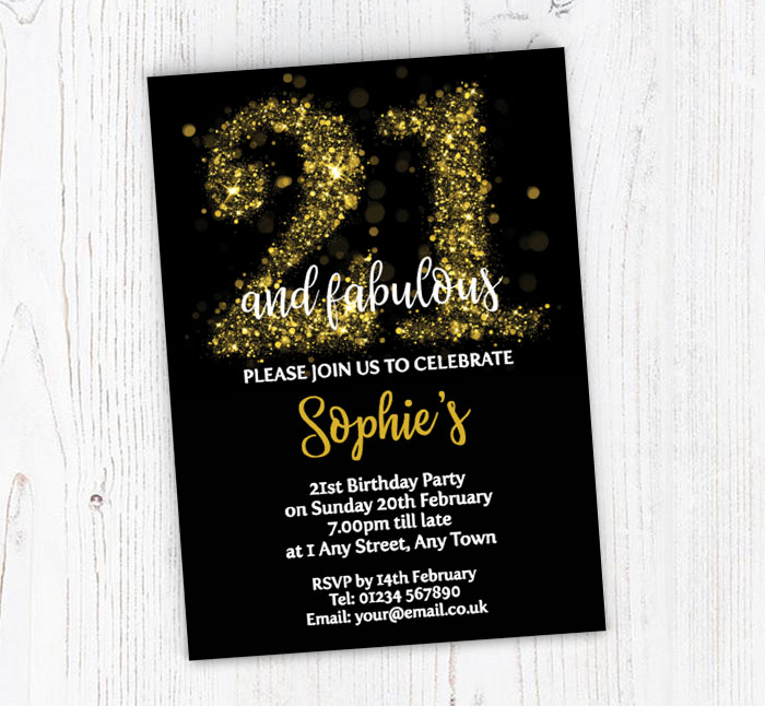 sparkly 21st birthday party invitations