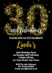 sparkly 30th birthday party invitations