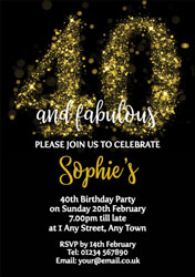 sparkly 40th birthday party invitations